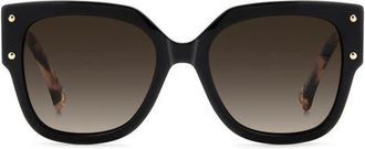 Carolina Herrera Her 55mm Gradient Square Sunglasses in Black/Brown Sf at Nordstrom