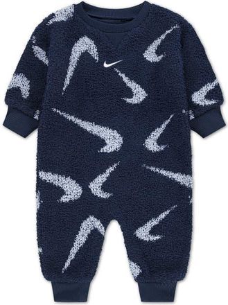 Nike Swoosh Bouclé Jacquard Romper in Midnight Navy at Nordstrom, Size 0-3M
