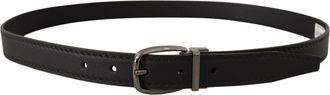 Dolce & Gabbana Mens Black Leather Metal Logo Buckle Belt