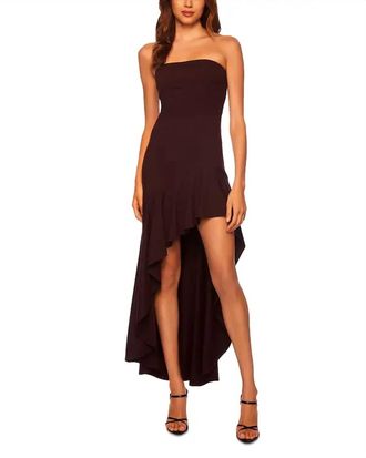 Susana Monaco Tube Asymmetrical Ruffle Dress In Cabernet