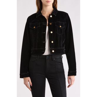Paige Chantal Crop Jacket in Onyx Rich Velvet at Nordstrom, Size X-Large
