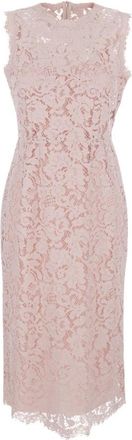 Dolce & Gabbana Kanten Jurk met Ronde Hals - Dames - Feestkleedjes - Roze - S - Katoen - Kleedjes