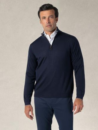 Robert Talbott Eastwood Quarter Zip Sweater in Navy With Gray Tipping at Nordstrom, Size Xx-Large