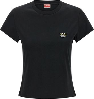 Kenzo Wild Tiger Geborduurde T-Shirt - Dames - T-shirts - Zwart - XS - Katoen - Tops