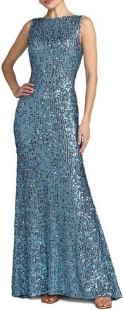 Mac Duggal Womens Sequin Sleeveless Evening Gown with Draped Back in Fusion Blue at Nordstrom, Size 14