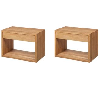 Woodek 2x Mesita de noche flotante con caj&oacute;n en roble y acabado mate