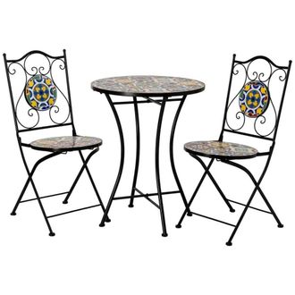 Wanderlust Deco Conjunto mesa y 2 sillas de forja y mosaico