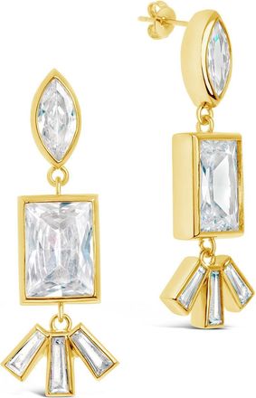 Sterling Forever Bella Square & Oval CZ Drop Earrings