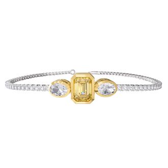 Diamond2Deal 925 Sterling Silver Two-tone 4.8 Ct Radiant Cut Yellow & White Lab Grown Diamond Bracelet 7 VVS VS