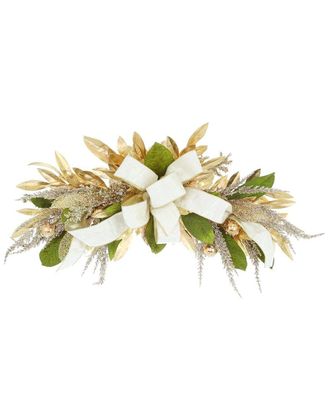 Creative Displays Inc. Handcrafted Holiday Swag With Magnolia Leaves, Ornaments & Ribbon