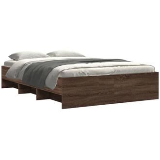 vidaXL Estructura De Cama Sin Colch&oacute;n Madera Marr&oacute;n Roble 140x190 Cm Vidaxl