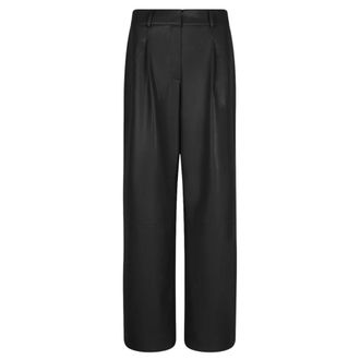 Dante6 Wijde faux leren broek in zwart - Dames - Broeken - Zwart - Maat: L Leer