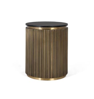 Giner&Colomer Mesa auxiliar redonda con lat&oacute;n dorado 50 cm di&aacute;metro