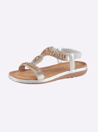 Andrea Conti Sandale ANDREA CONTI, Damen, Gr. 36, silberfarben, cognac, Textil, Schuhe Sandale