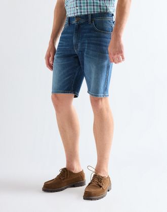 Wrangler Jeansshorts WRANGLER Texas, Herren, Gr. 33, N-Gr, stormforge_blau, Denim/Jeans, Obermaterial: 99% Baumwolle, 1% Elasthan, Basic, Jeans Jeansshorts