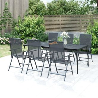 vidaXL Vidaxl - Juego De Comedor De Jard&iacute;n 7 Piezas Acero Gris Antracita