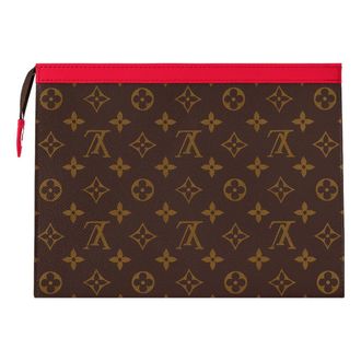 Louis Vuitton Pochette Voyage MM Monogram Macassar Canvas Red M82857
