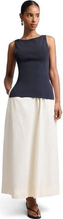 Onia Boatneck Mix Media Dress in Black/ivory at Nordstrom, Size X-Small