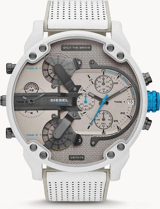 Diesel Mens Mr. Daddy 2.0 Chronograph, White-Tone Stainless Steel Watch