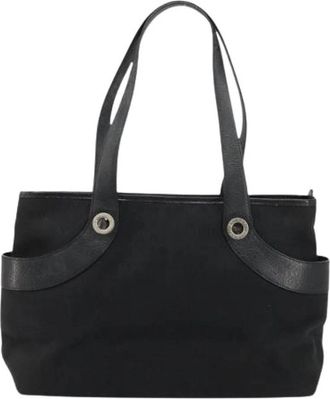 Bulgari Pre-owned Vintage Canvas Hand Bag - Dames - Vintage Handtas - Zwart - ONE Size - Leer - Vintage