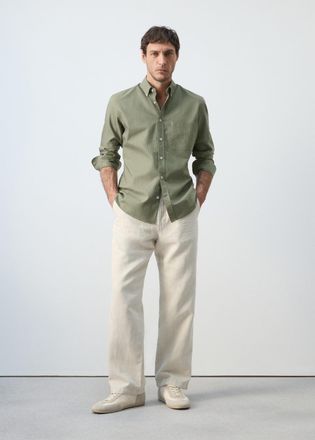 Mango Camicia Oxford regular-fit 100% cotone righe verde - Uomo - XXL - MANGO MAN