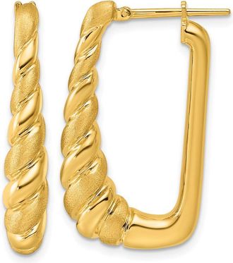 Diamond2Deal 14K Yellow Gold Satin Shrimp Hoop Earrings