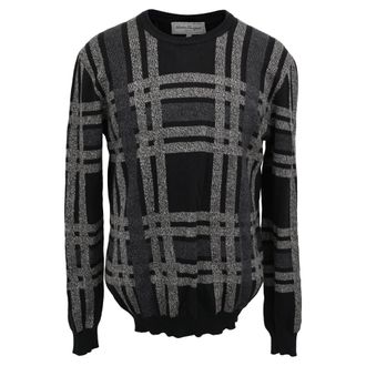 Ferragamo Plaid Sweater in Black Wool