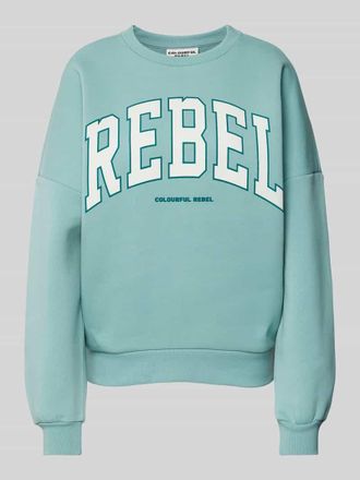 Colourful rebel Sweatshirt mit Label-Print in Helltuerkis, Gr&ouml;&szlig;e XS