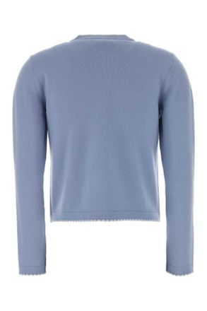 Tory Burch Womens Wool Cardigan Blue Nylon Elastane