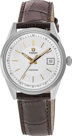 Tissot Visodate 39mm Silver Dial Leather Strap Mens Watch T157.407.16.031.00