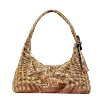 Benedetta Bruzziches Gouden Kristallen Clutch Pina Bausch - Dames - Schoudertassen - Geel - ONE Size - Satijn - Tassen