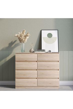 Seconique Malvern 8 Drawer Chest in Light Oak