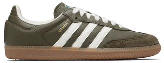 adidas Originals Samba OG Mens Sneaker, Dark Olive Khaki Gum, 6.5 Women/5.5 Men