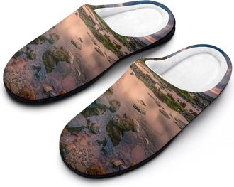 Generic Lighthouse Whitley Bay United Kingdom Slippers Men Winter Warm Cotton Anti-Slip Indoor Slip-Ons House Shoes
