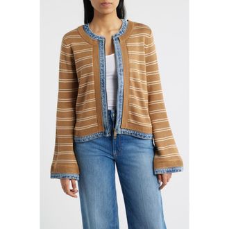 Wit & Wisdom Mixed Media Jacket in Caramel Latte/Ivory/Blue at Nordstrom, Size X-Small