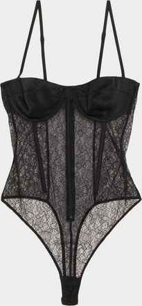 Kiki De Montparnasse Petite Fleur Sweetheart Floral Lace Bodysuit