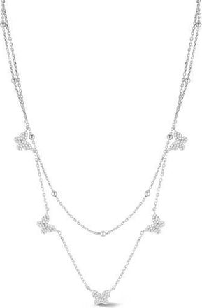 Sphera Milano CZ Butterfly Layered Chain Necklace in Silver at Nordstrom Rack