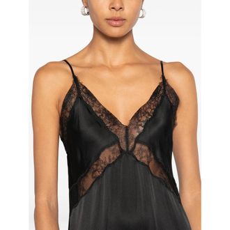 Anine Bing Lace-Trimmed Slip Dress - Black