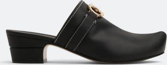 Ferragamo Phobos Leather Gancini Mules, Size 5.5 C