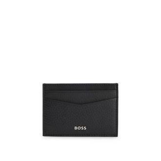 BOSS Money-clip card holder in grained leather