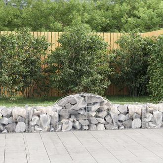 Berkfield Home Arched Gabion Baskets 15 pcs 200x50x40/60 cm Galvanised Iron in Silver