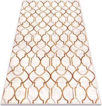 RugsX Rugsx - Alfombra Wool Angel 7905 / 52822 Ornamento, Art D&eacute;co Beige / Dorado Beige 80x150 Cm