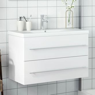 Berkfield Home Bathroom Sink Cabinet with Built-in Basin White