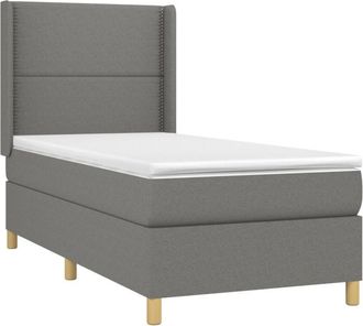 vidaXL Vidaxl - Cama Box Spring Colch&oacute;n Y Luces Led Tela Gris Oscuro 80x200 Cm