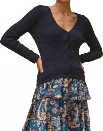 Skies Are Blue Clothing Skyler Crochet Cardigan In Navy