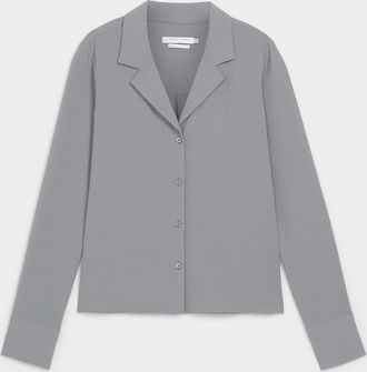 Contemporaine Womens Flowy notch-collar shirt