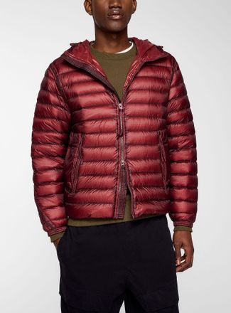 C.P. Company Mens Sewn-in lenses burgundy puffer jacket