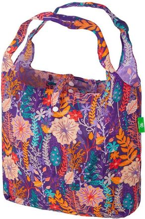 Eco Chic Lightweight Foldable Reusable Shopping Bag Water Resistant Tote Bag (Lush Floral Purple)