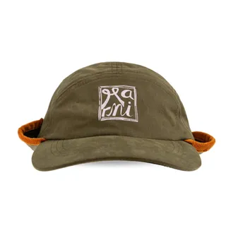 Marni Caps, male, Green, Size: S Gabardine Baseball Cap with Ear Flaps