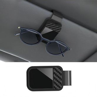 No Brand 2 Clips Universales Para Gafas De Coche Con Aspecto De Fibra De Carbono, Soporte Estable Para Gafas De Sol Y Tarjetas, Color Negro Resistente A Los Ar